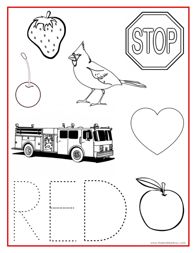 printable color red worksheets for preschool