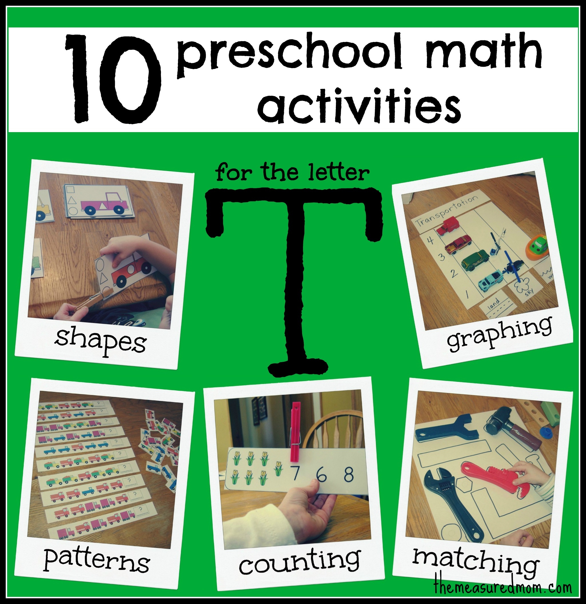 10 Preschool Math Activities featuring The Letter T The Measured Mom