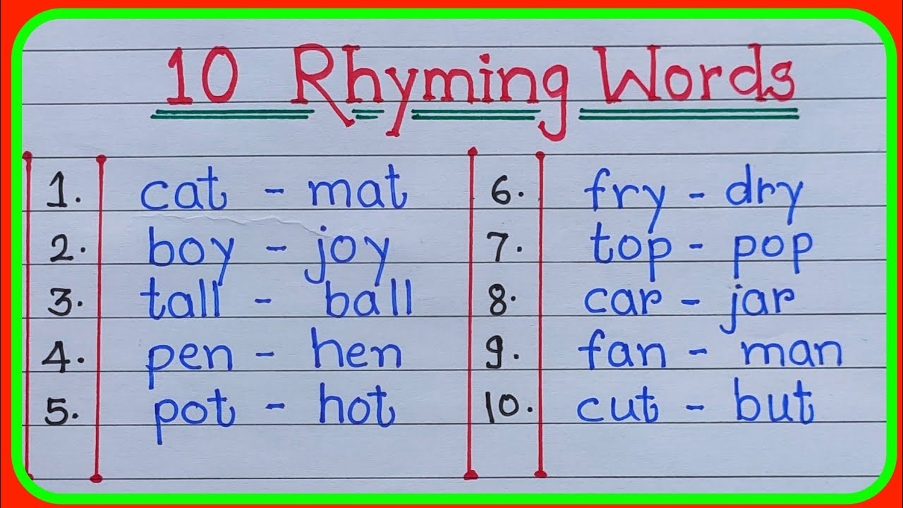 10 Rhyming Words rhyming Words In English rhyming Words List rhyming Words Song yamak Julnare Shabd YouTube 10 Rhyming Words rhyming Words In English rhyming Words List rhyming Words Song yamak Julnare Shabd YouTube