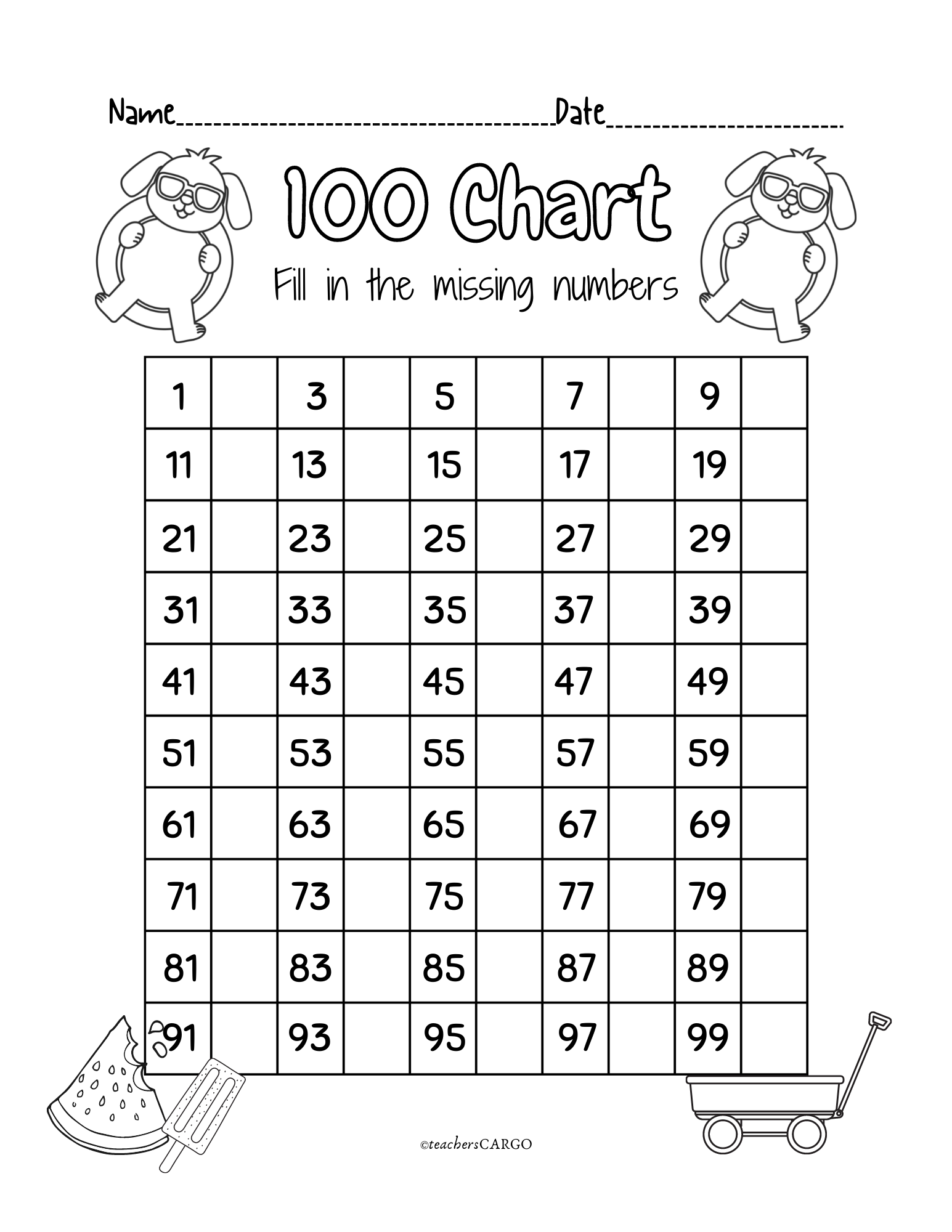 100 Chart Missing Number Fill In The Missing Numbers Worksheet Made By Teachers 100 Chart Missing Number Fill In The Missing Numbers Worksheet Made By Teachers