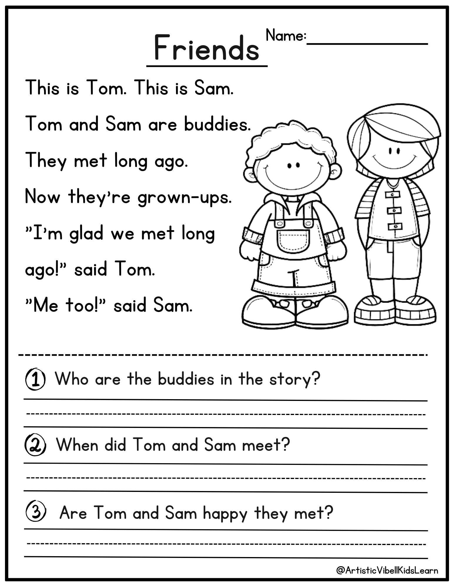Printable Reading Worksheets For 1st Graders