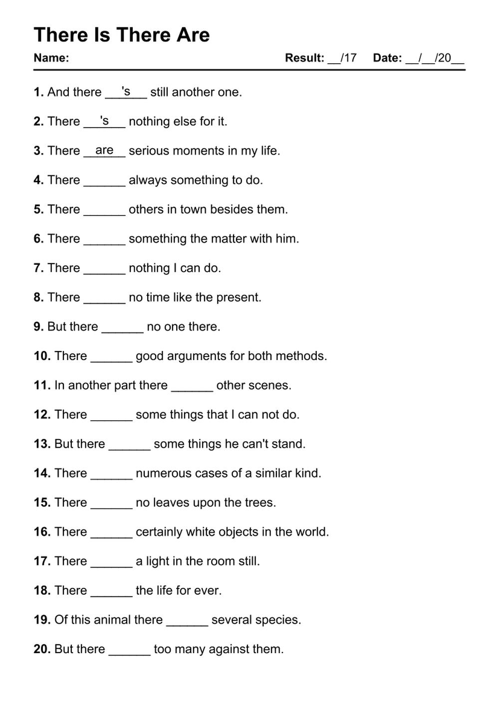 There Is And There Are Worksheets