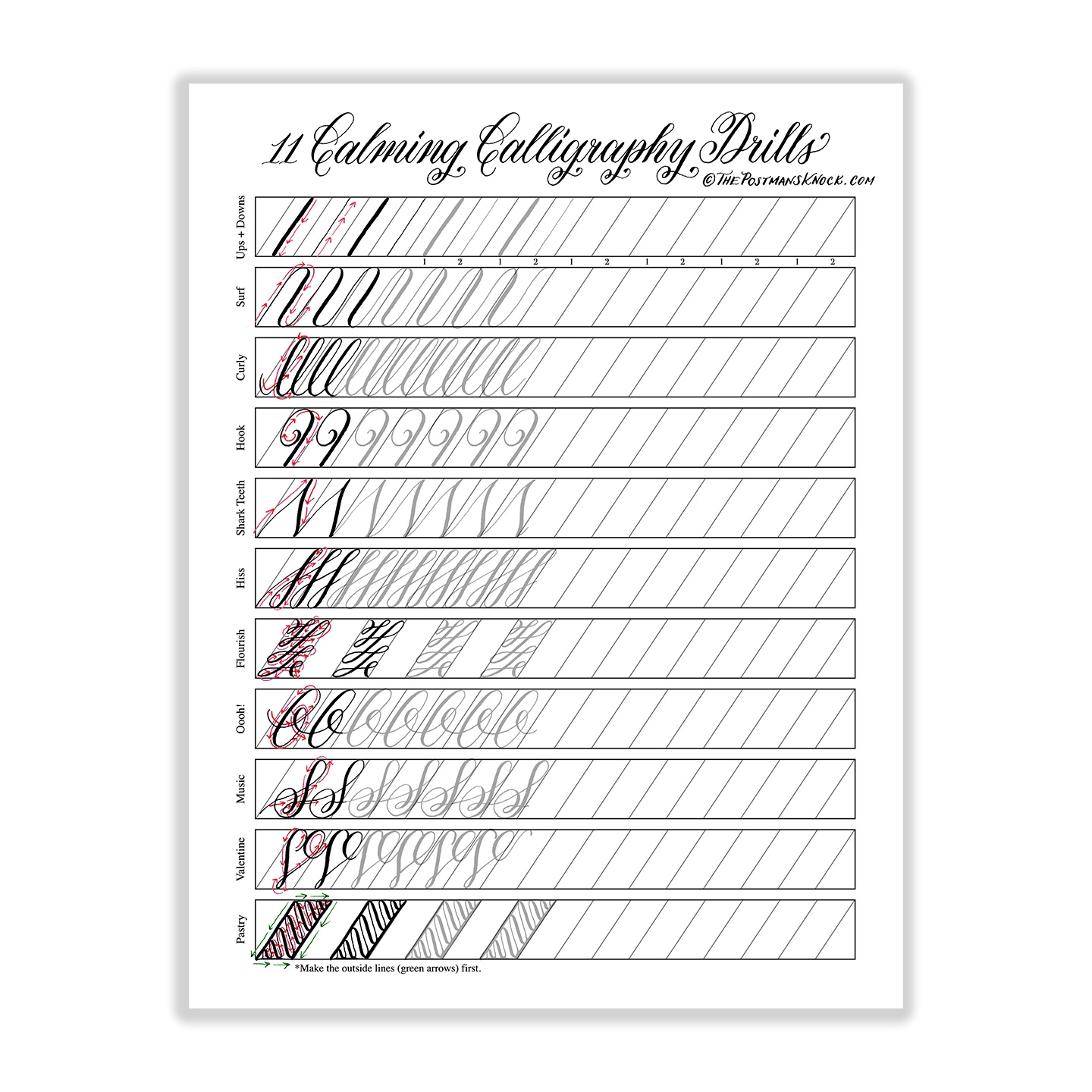 Printable Calligraphy Practice Worksheets