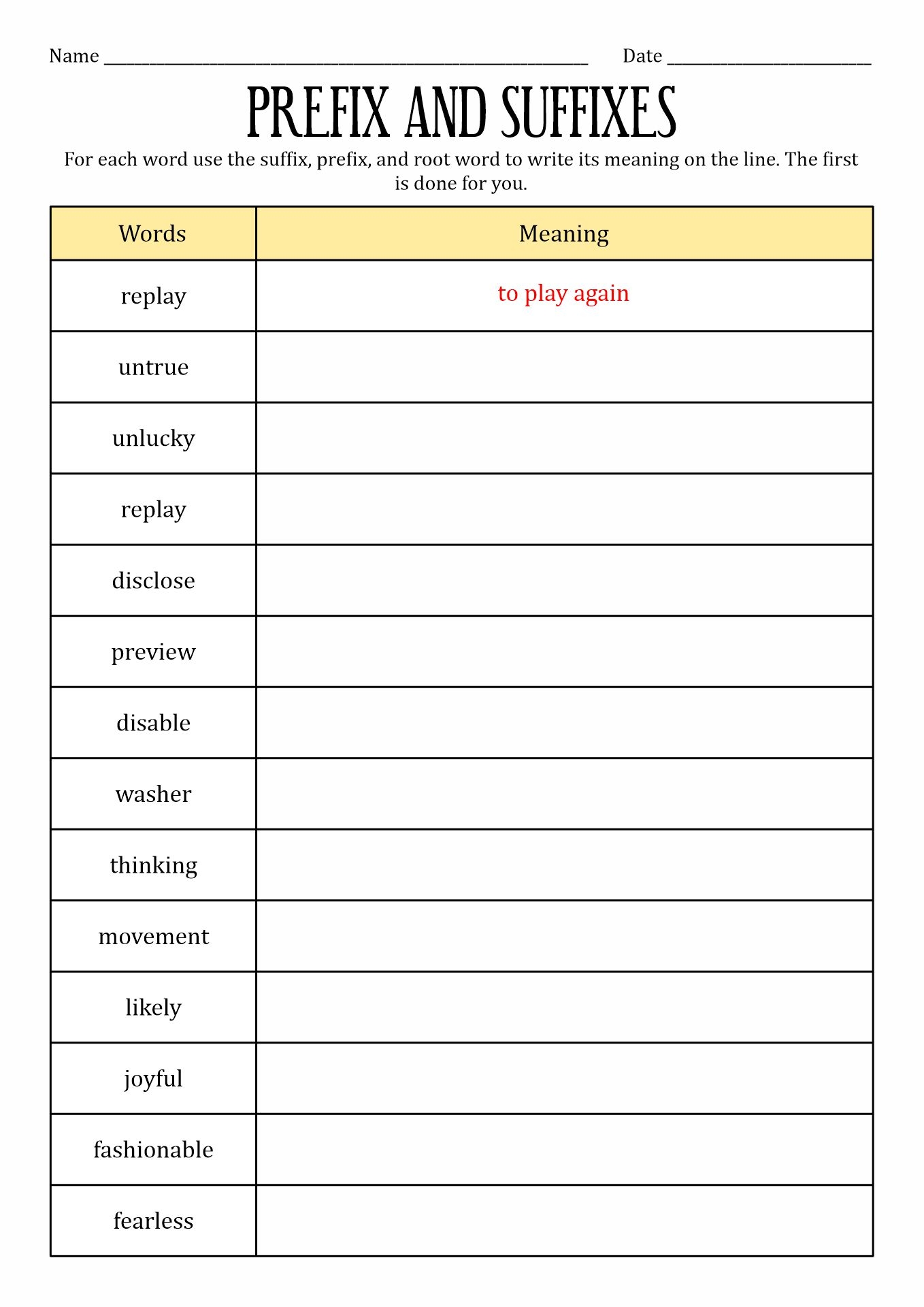 14 Prefixes Suffixes ROOT WORDS Worksheets Free PDF At Worksheeto