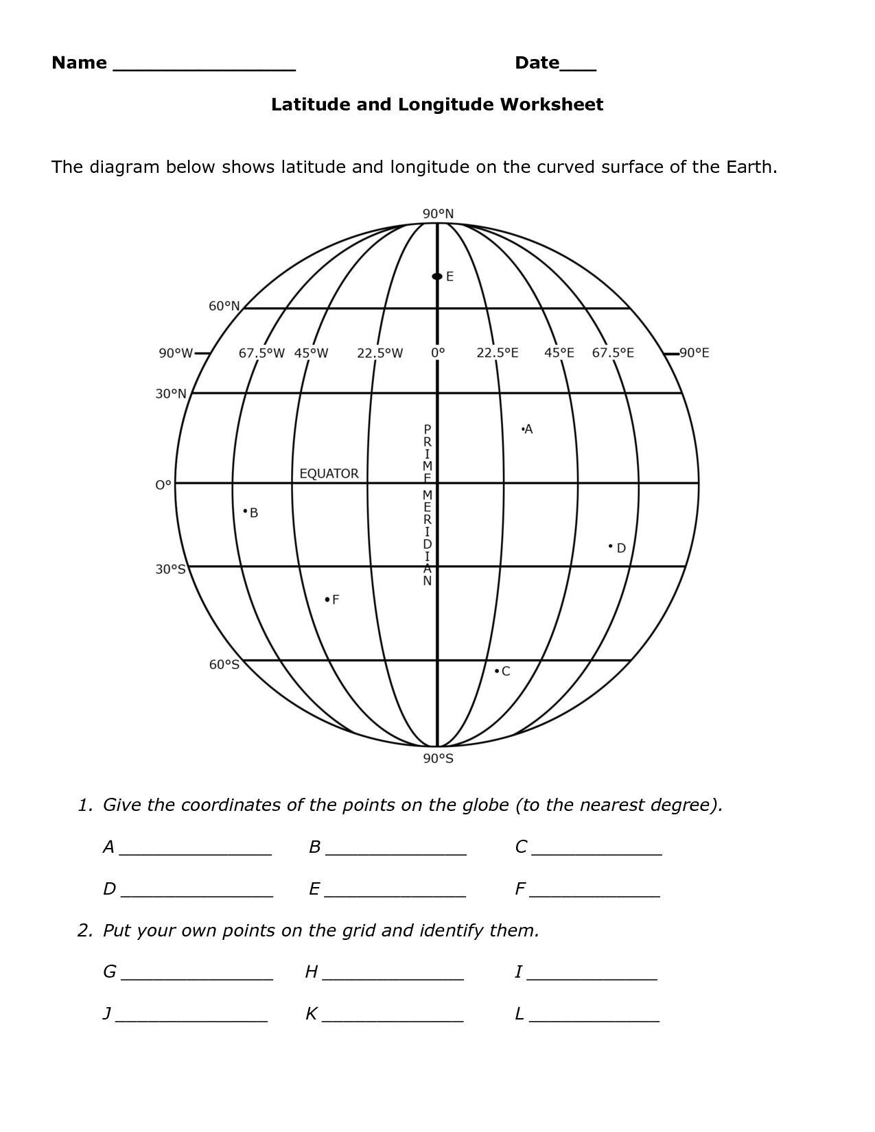 Free Printable Worksheets On Latitude And Longitude