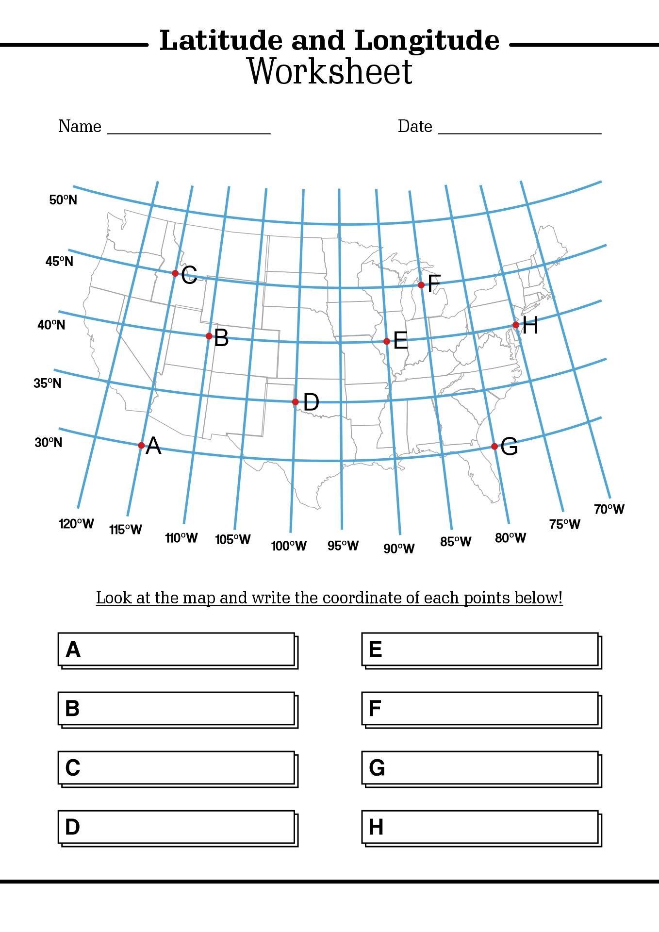 free printable worksheets on latitude and longitude