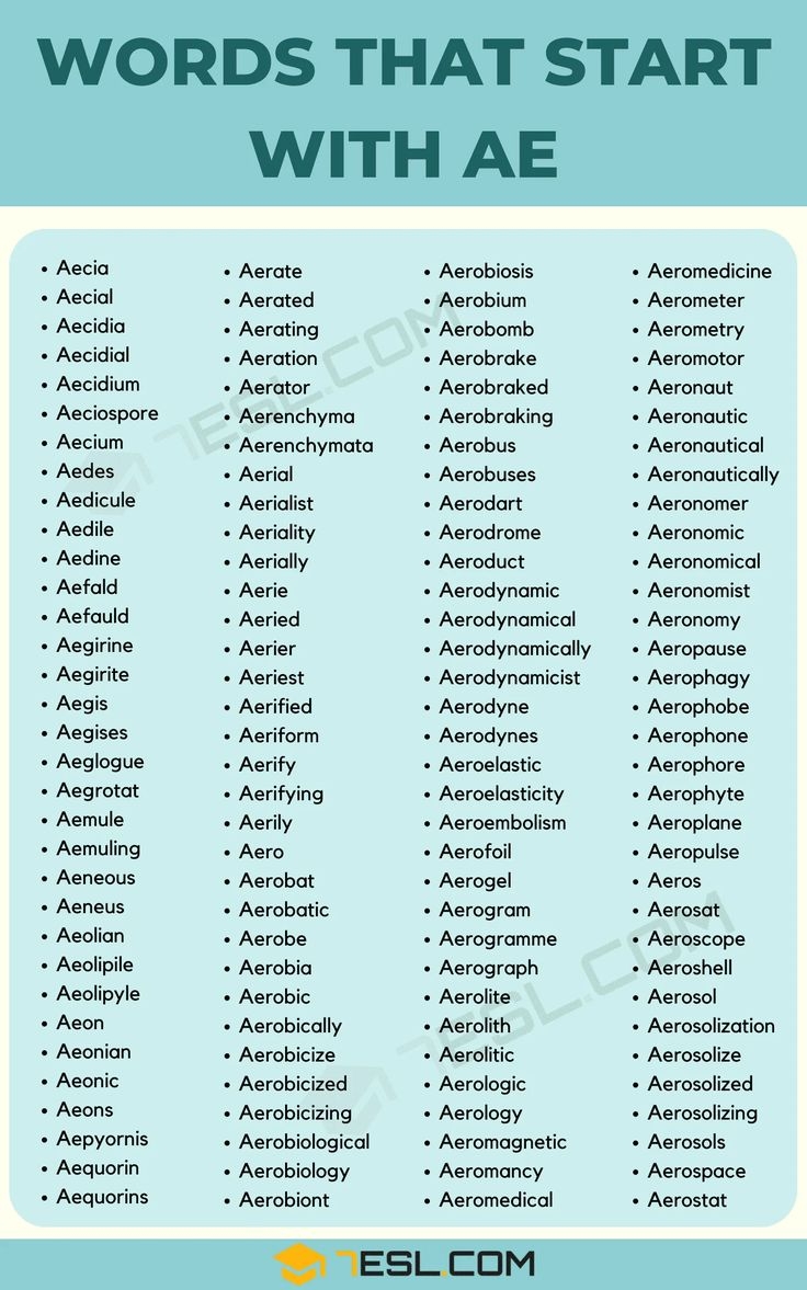 161 Amazing Words That Start With AE In English 1