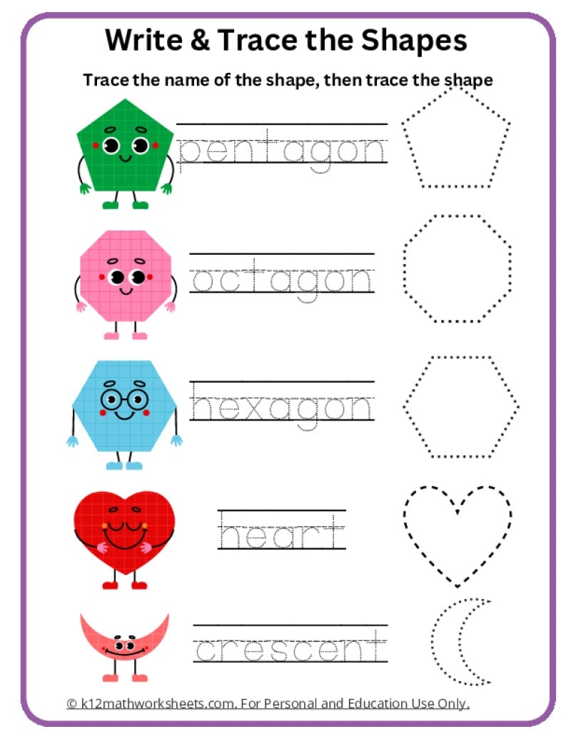 1st Grade Geometry Worksheets