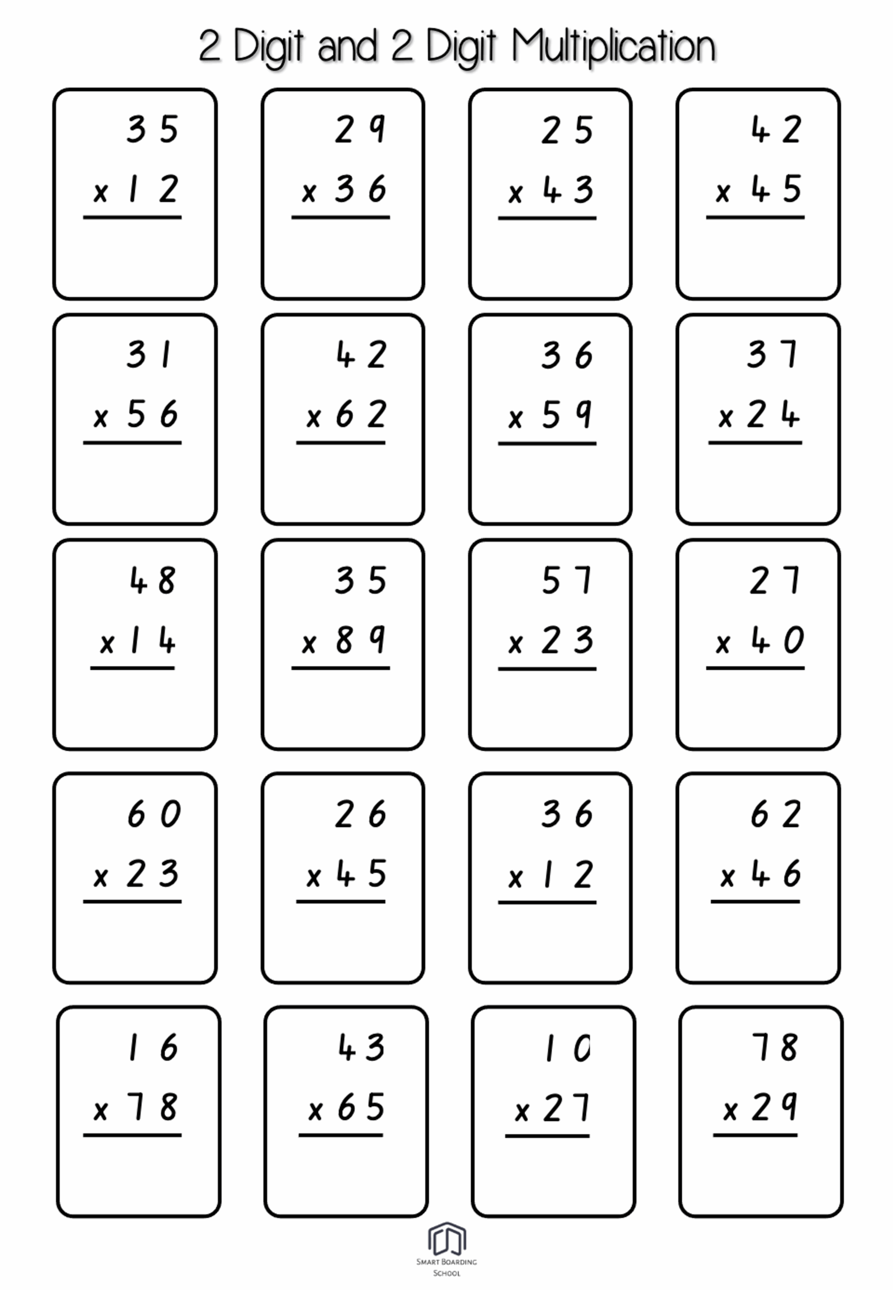 2 Digit And 2 Digit Multiplication Smartboardingschool