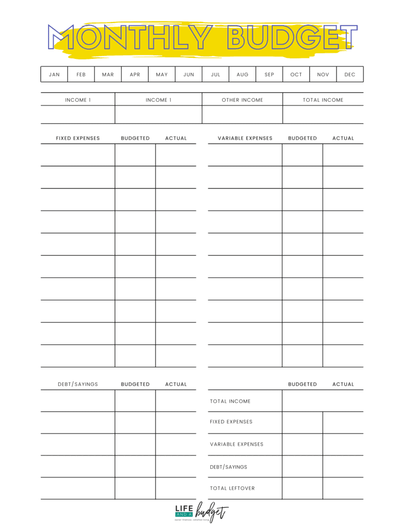 free budget worksheets printable