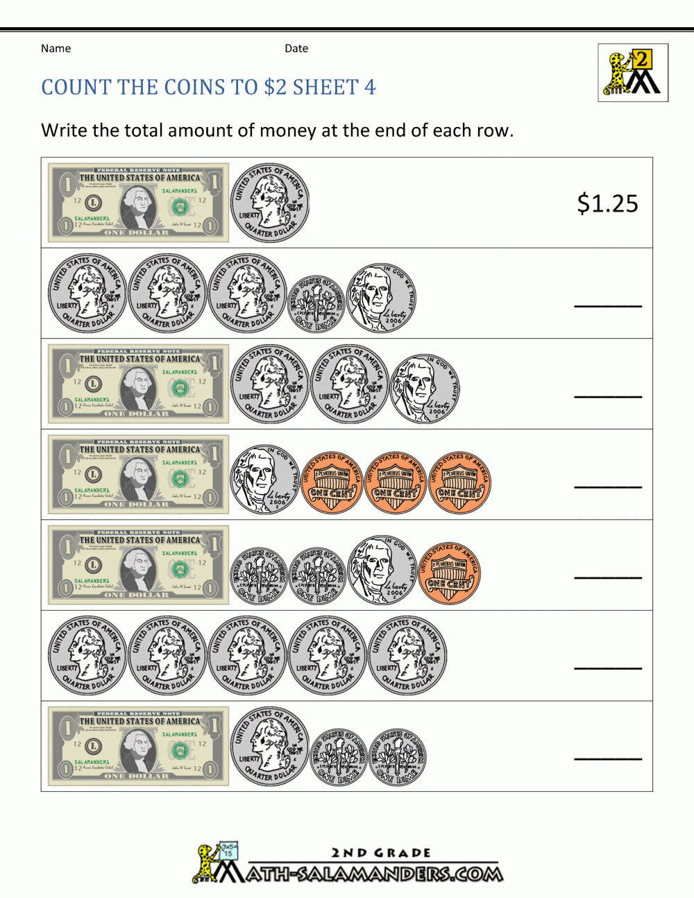 2nd Grade Money Worksheets Up To 2 2nd Grade Money Worksheets Up To 2