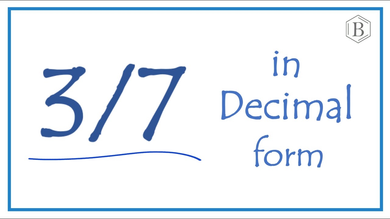 3 7 As A Decimal YouTube