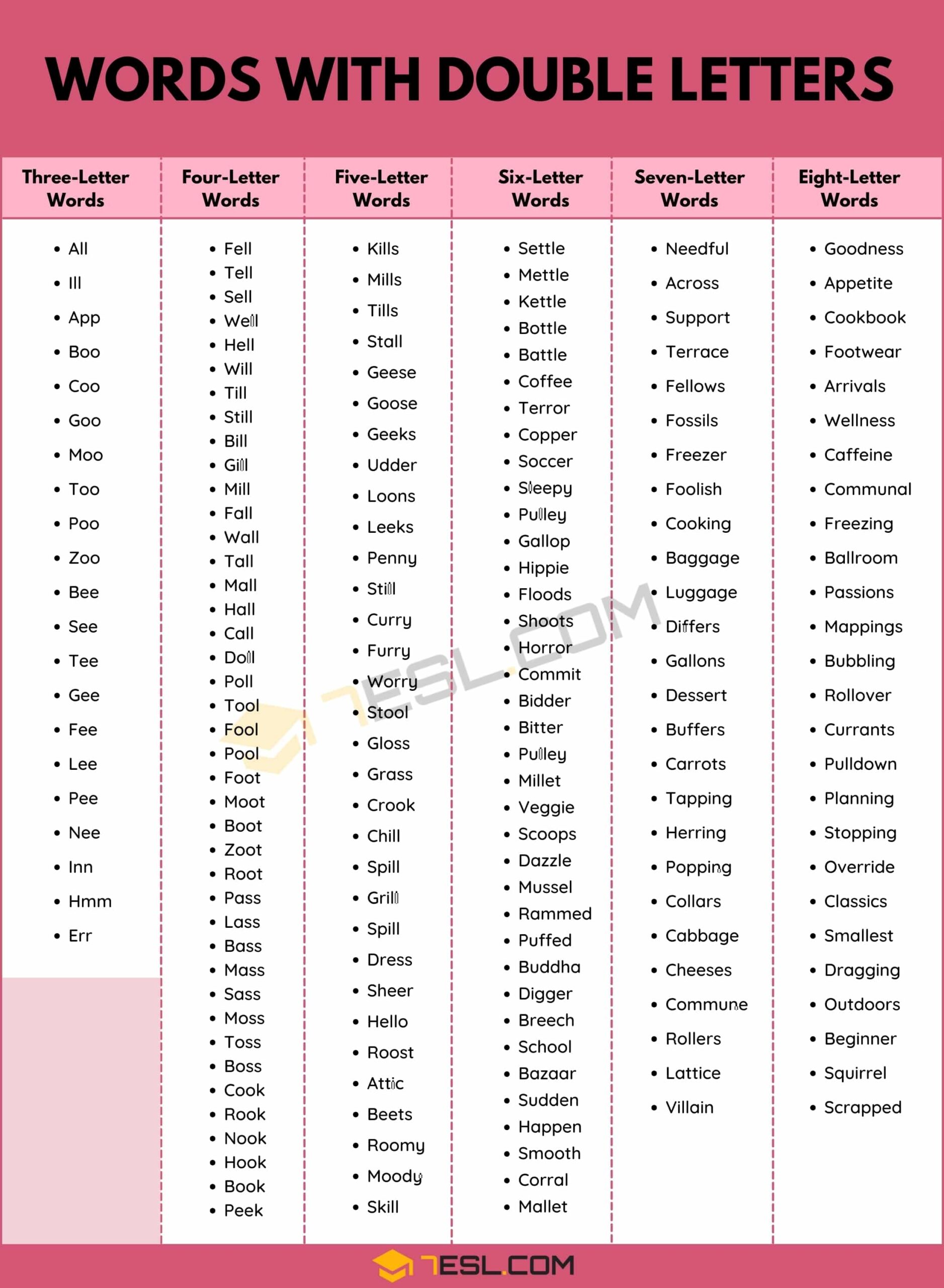 353 Cool Double Letter Words Words With Double Letters 7ESL 353 Cool Double Letter Words Words With Double Letters 7ESL