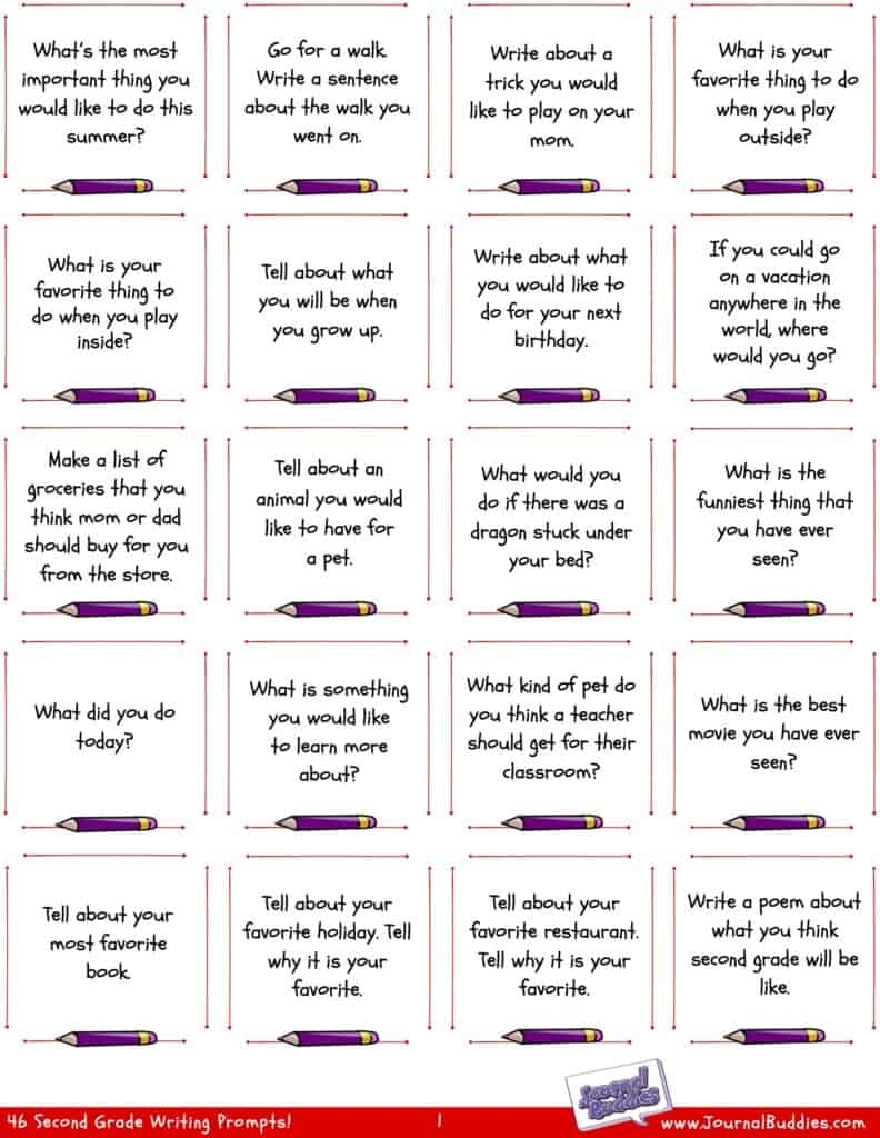 2nd Grade Journal Prompts