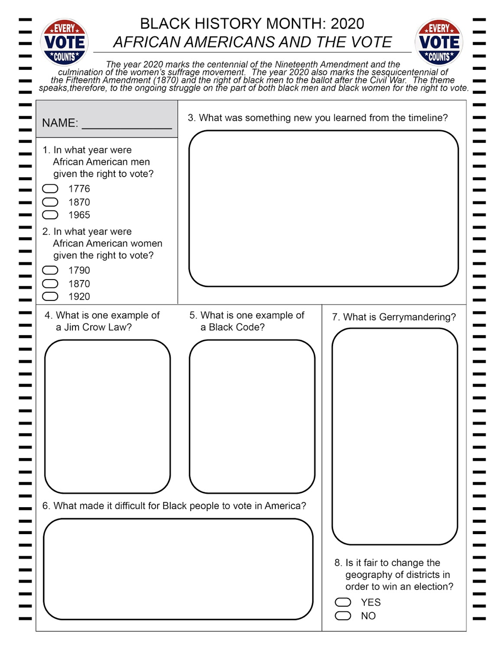 Free Printable Black History Worksheets