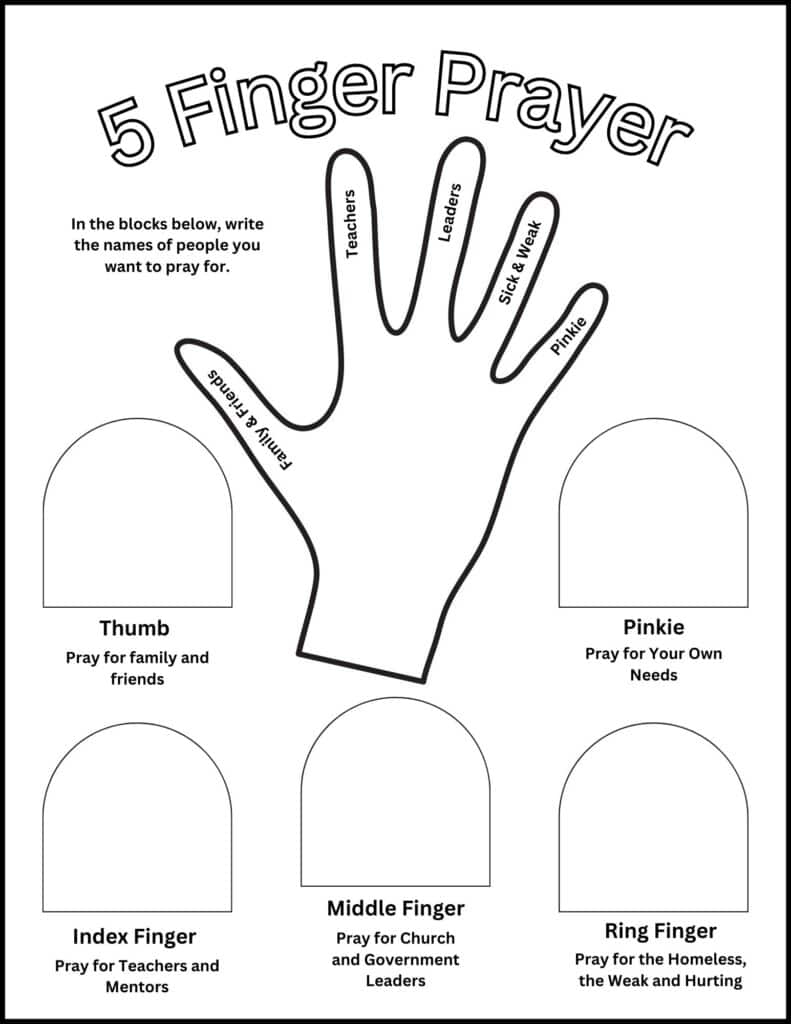 free printable five finger prayer worksheet free printable five finger prayer worksheet