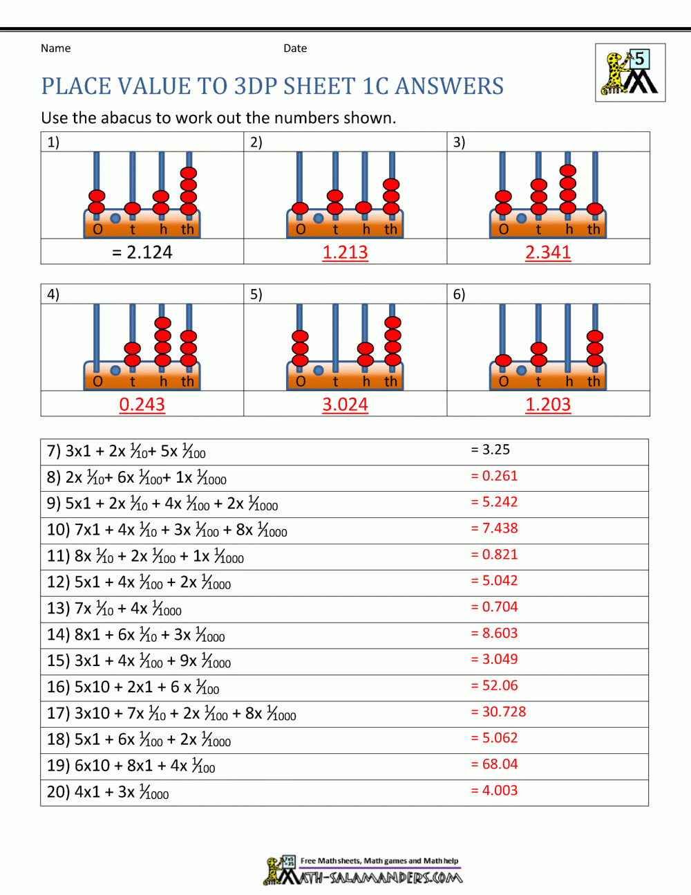 5th Grade Place Value Worksheets 5th Grade Place Value Worksheets