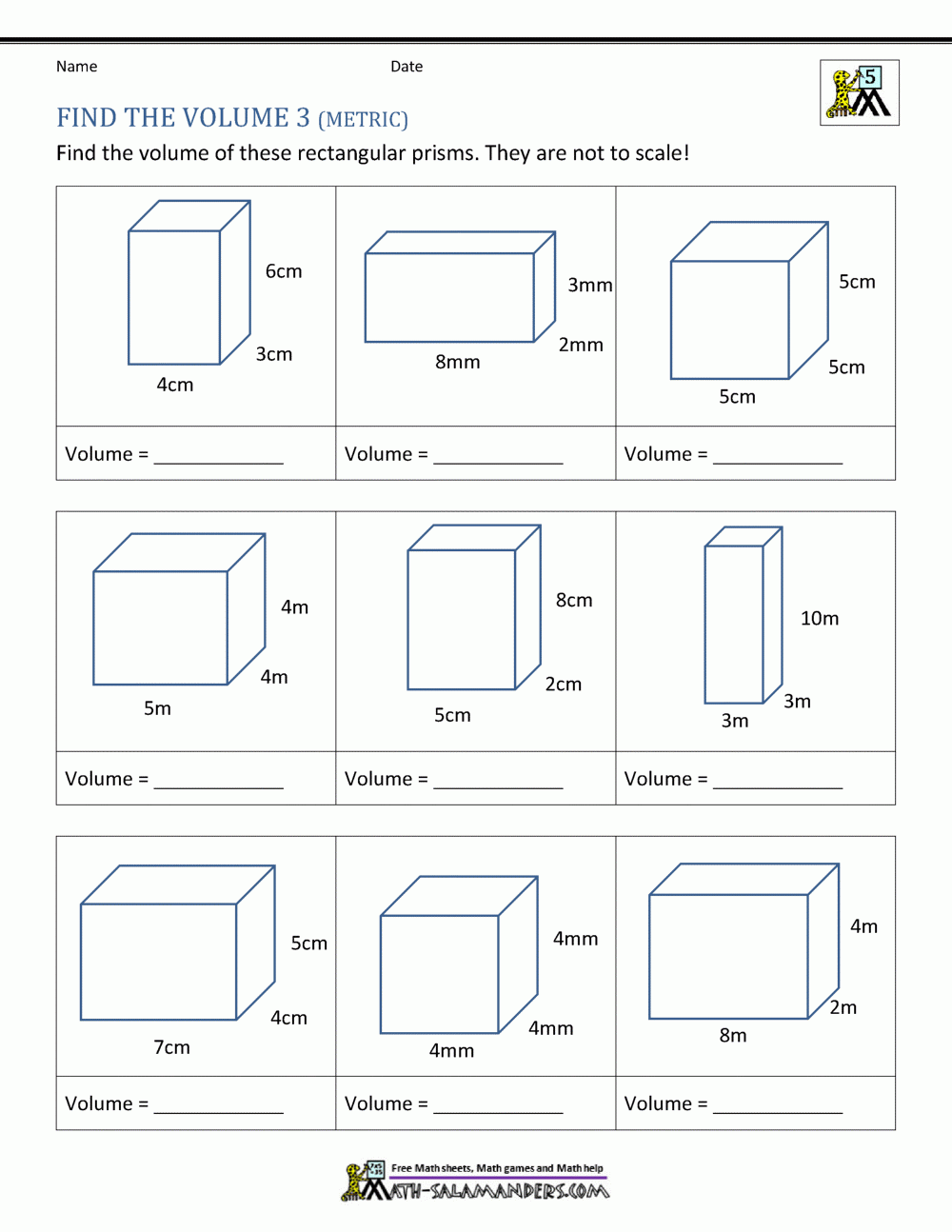5th Grade Volume Problems