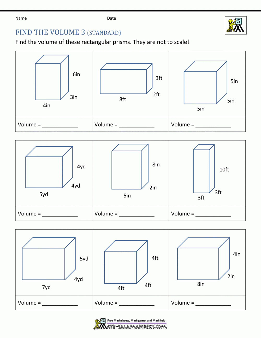 Volume Worksheets 5th Grade