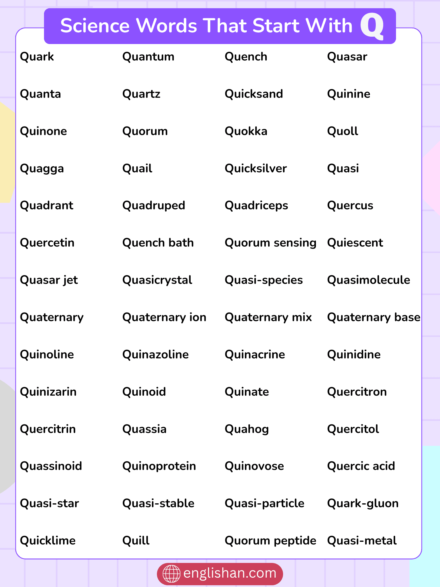 Science Words Beginning With Q