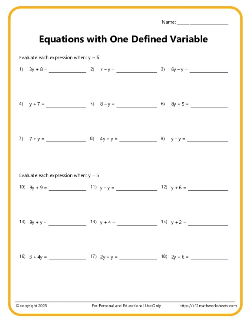 6th Grade Printable Worksheets