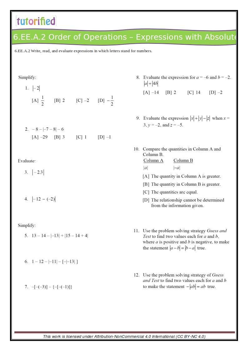 6th Grade Common Core Math Worksheets 6th Grade Common Core Math Worksheets