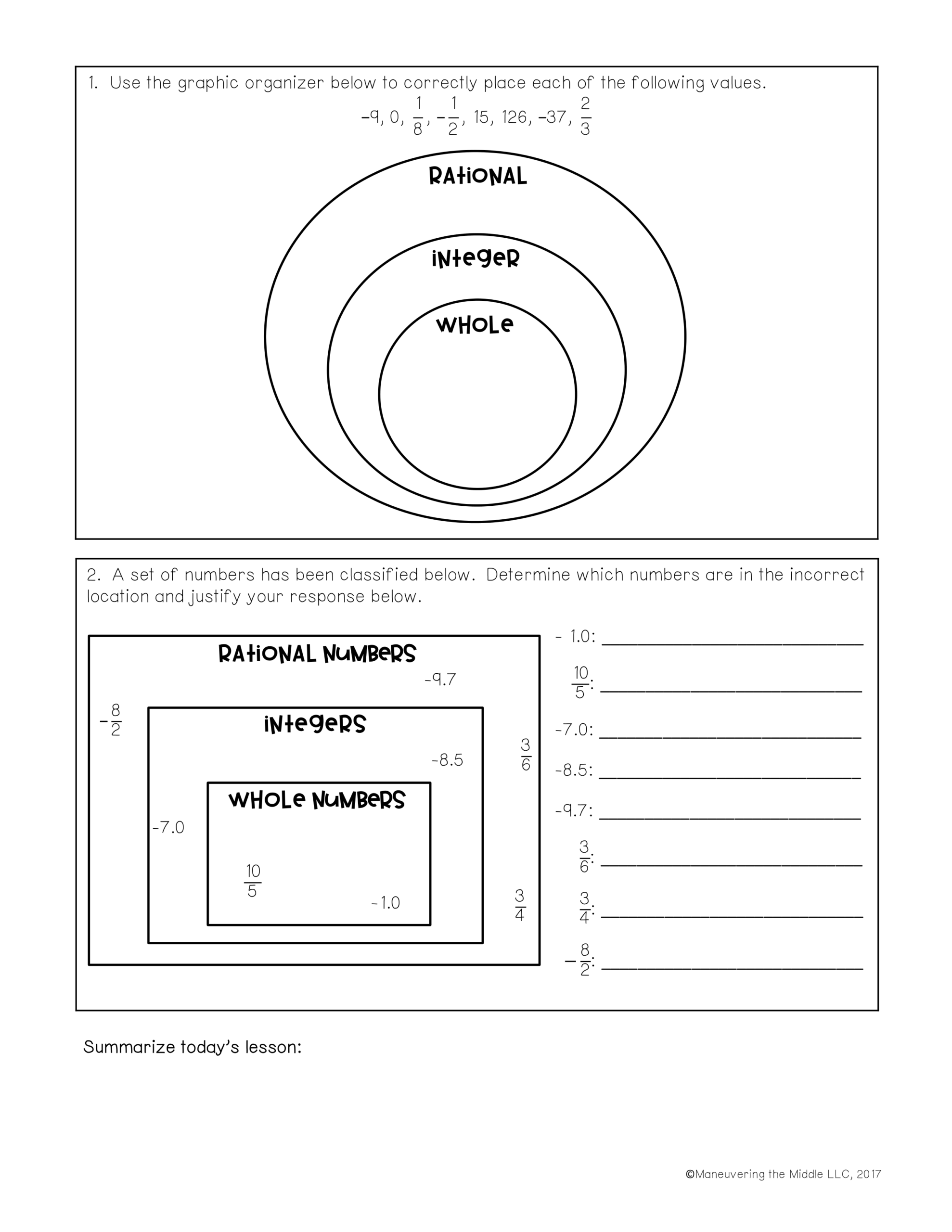 classifying real numbers worksheet classifying real numbers worksheet
