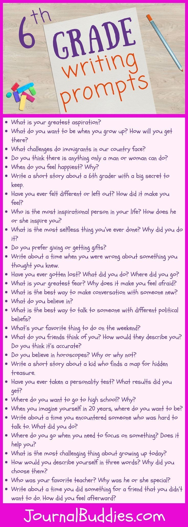 6th Grade Writing Prompts