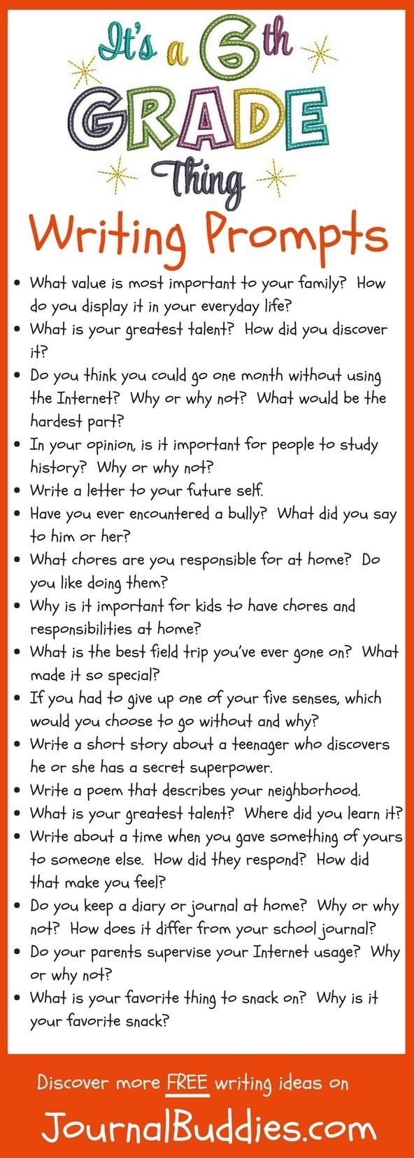 6th Grade Writing Prompts
