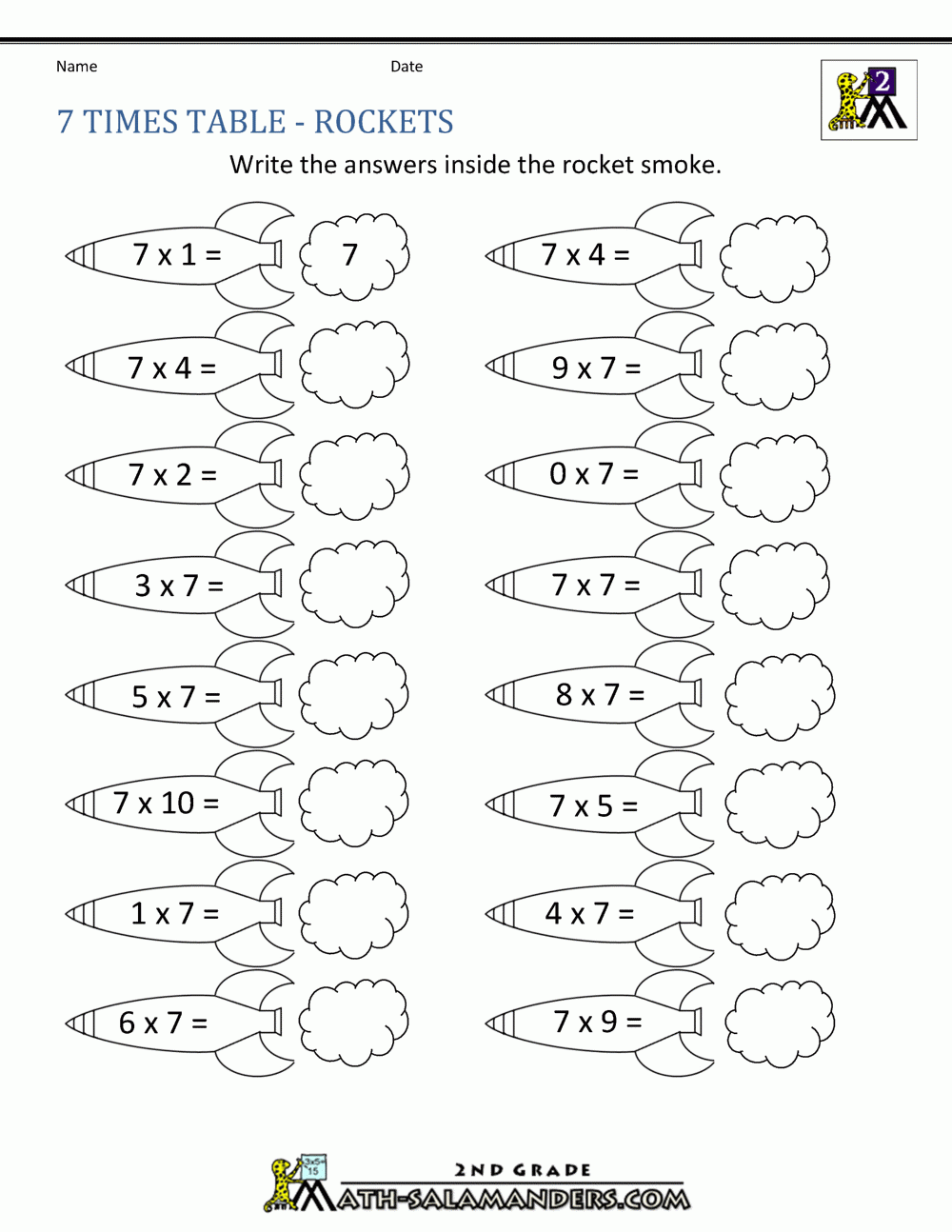 Multiplication Of 7 Worksheet