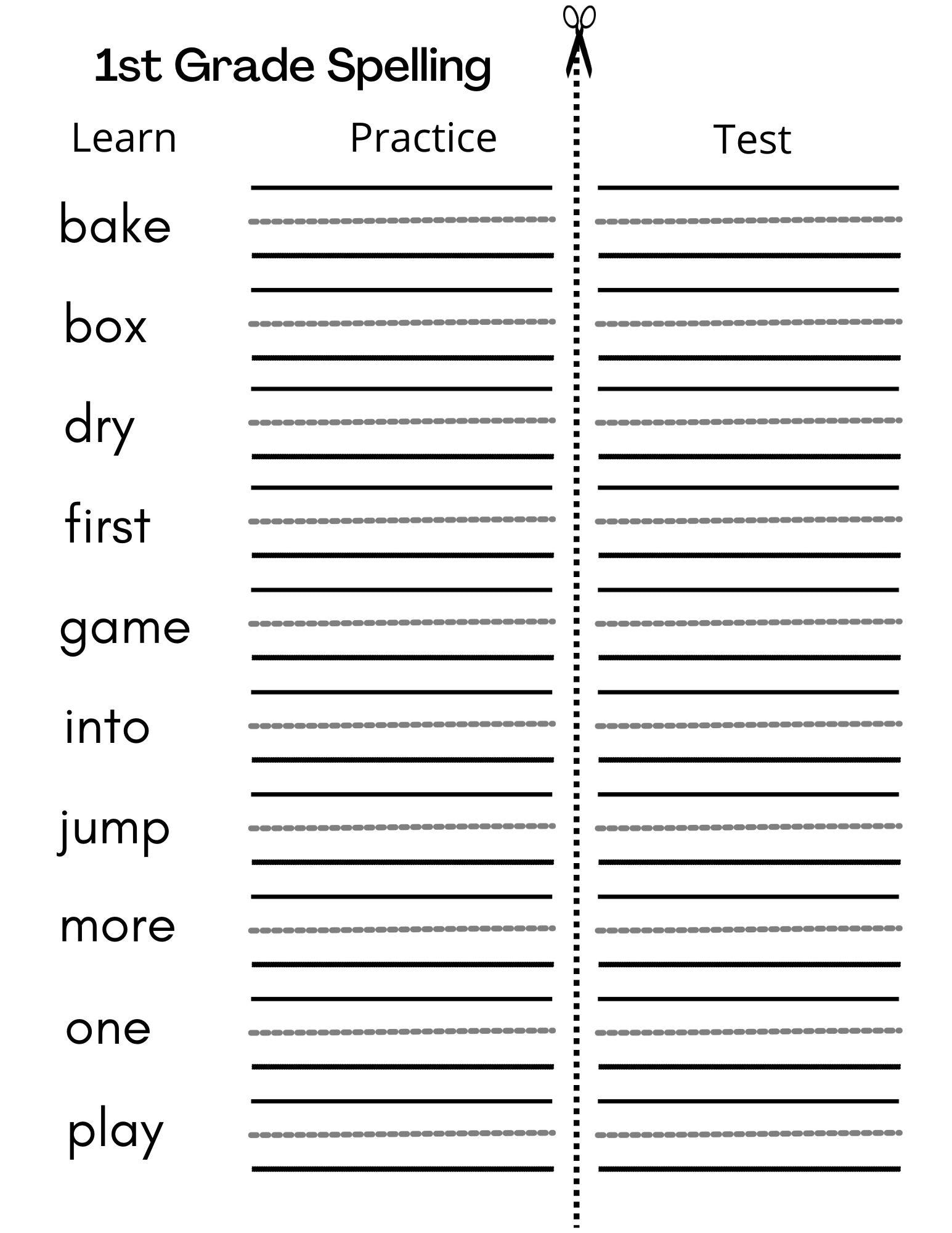 Spelling Worksheets For 1st Graders