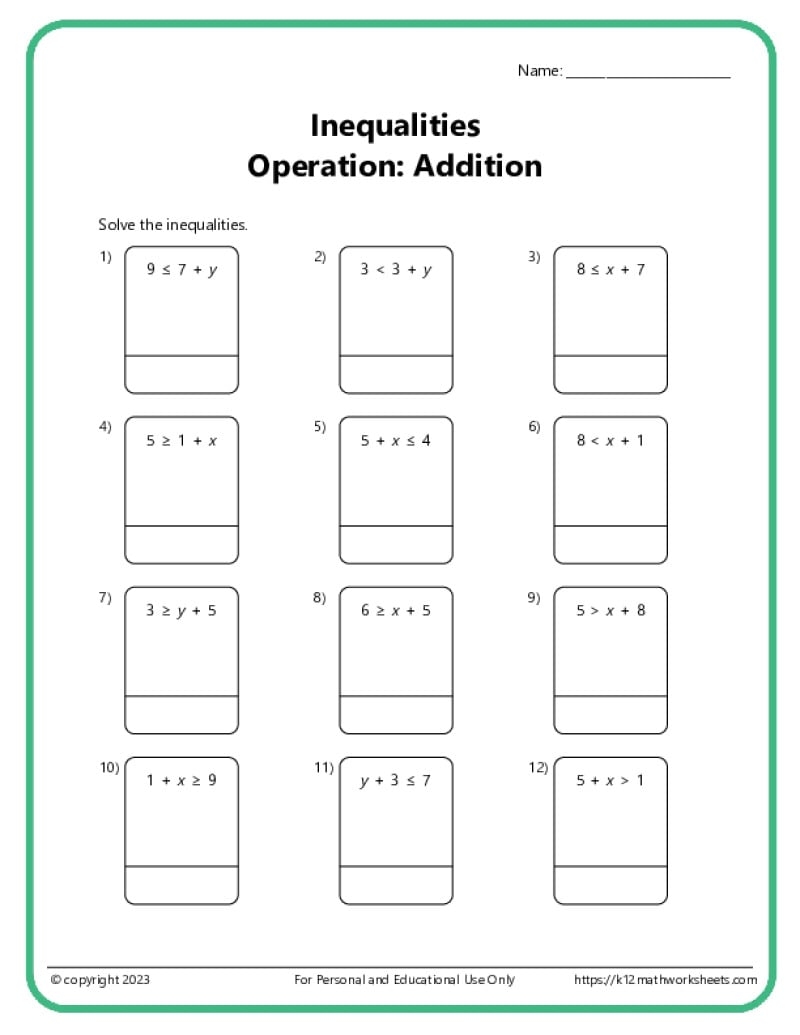 printable math worksheets for 8th graders