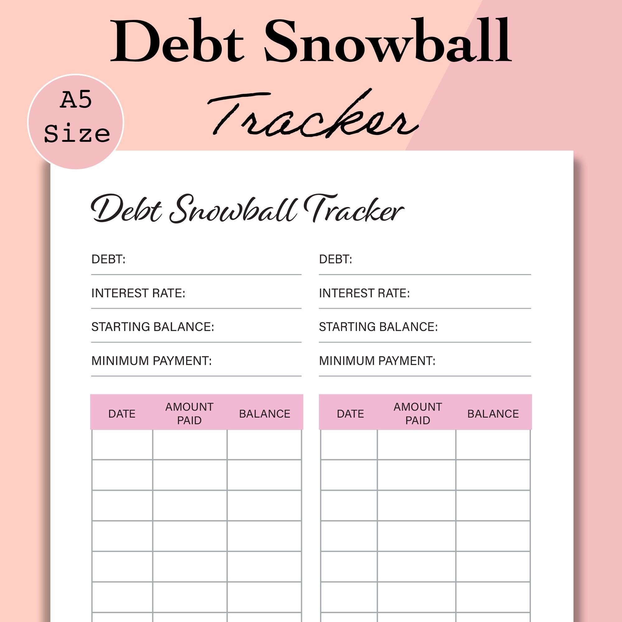 debt snowball worksheet free printable