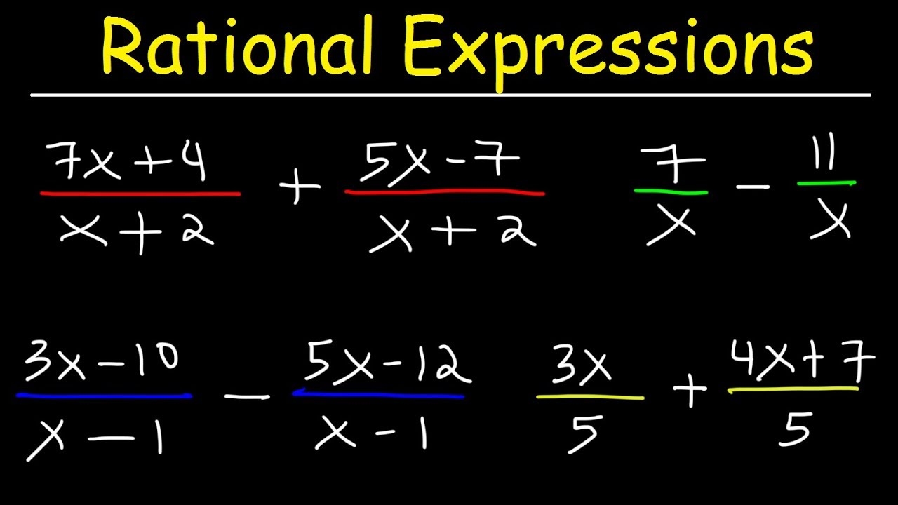 Adding And Subtracting Rational Expressions With The Same Denominators YouTube Adding And Subtracting Rational Expressions With The Same Denominators YouTube