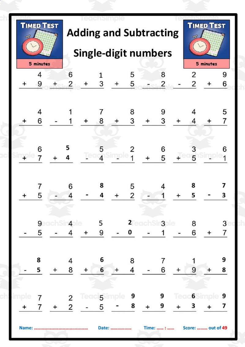 simple addition and subtraction worksheets simple addition and subtraction worksheets
