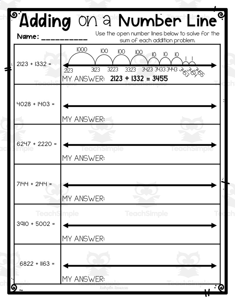 Adding On A Number Line Worksheet By Teach Simple