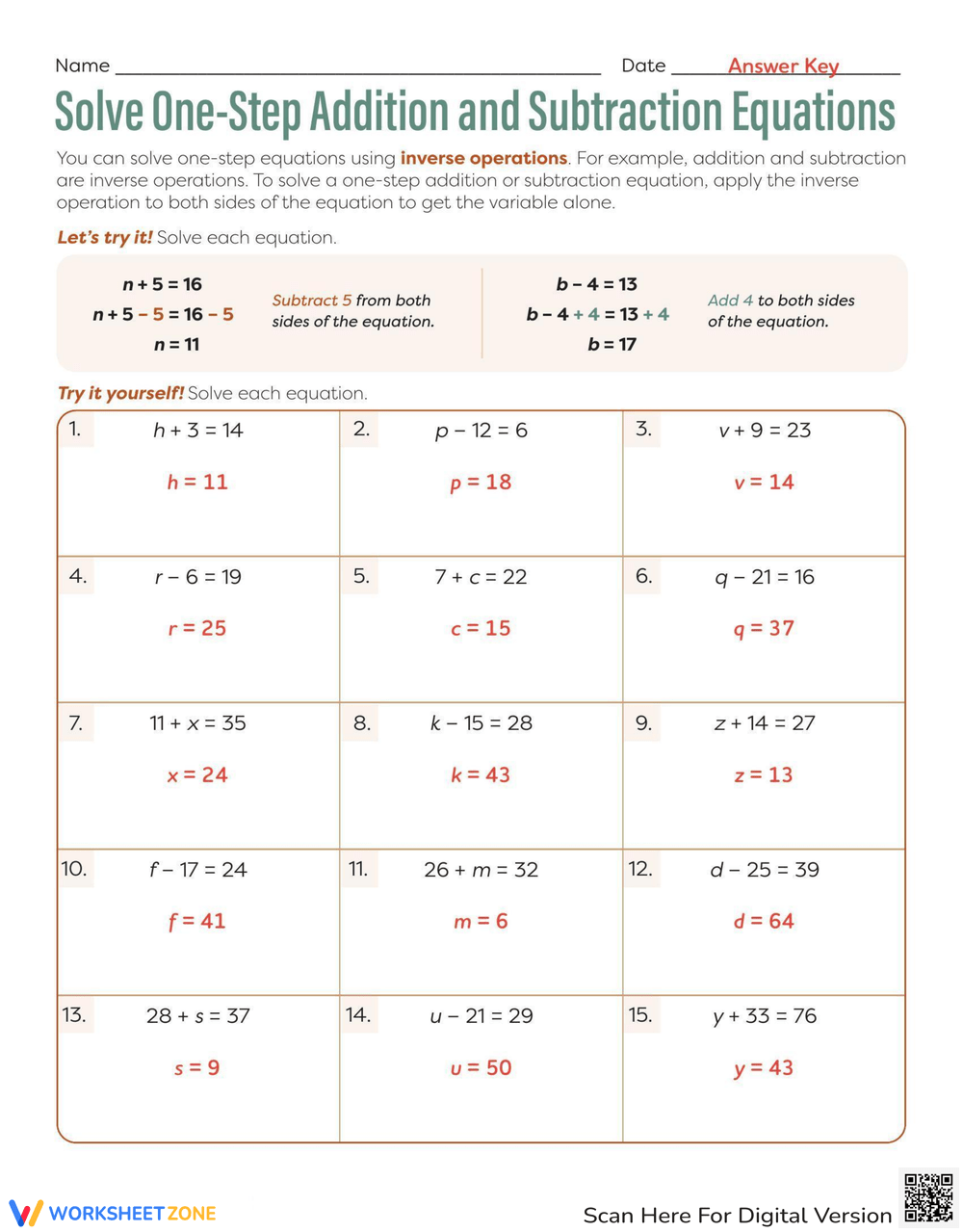 Addition And Subtraction Equations Worksheet Addition And Subtraction Equations Worksheet
