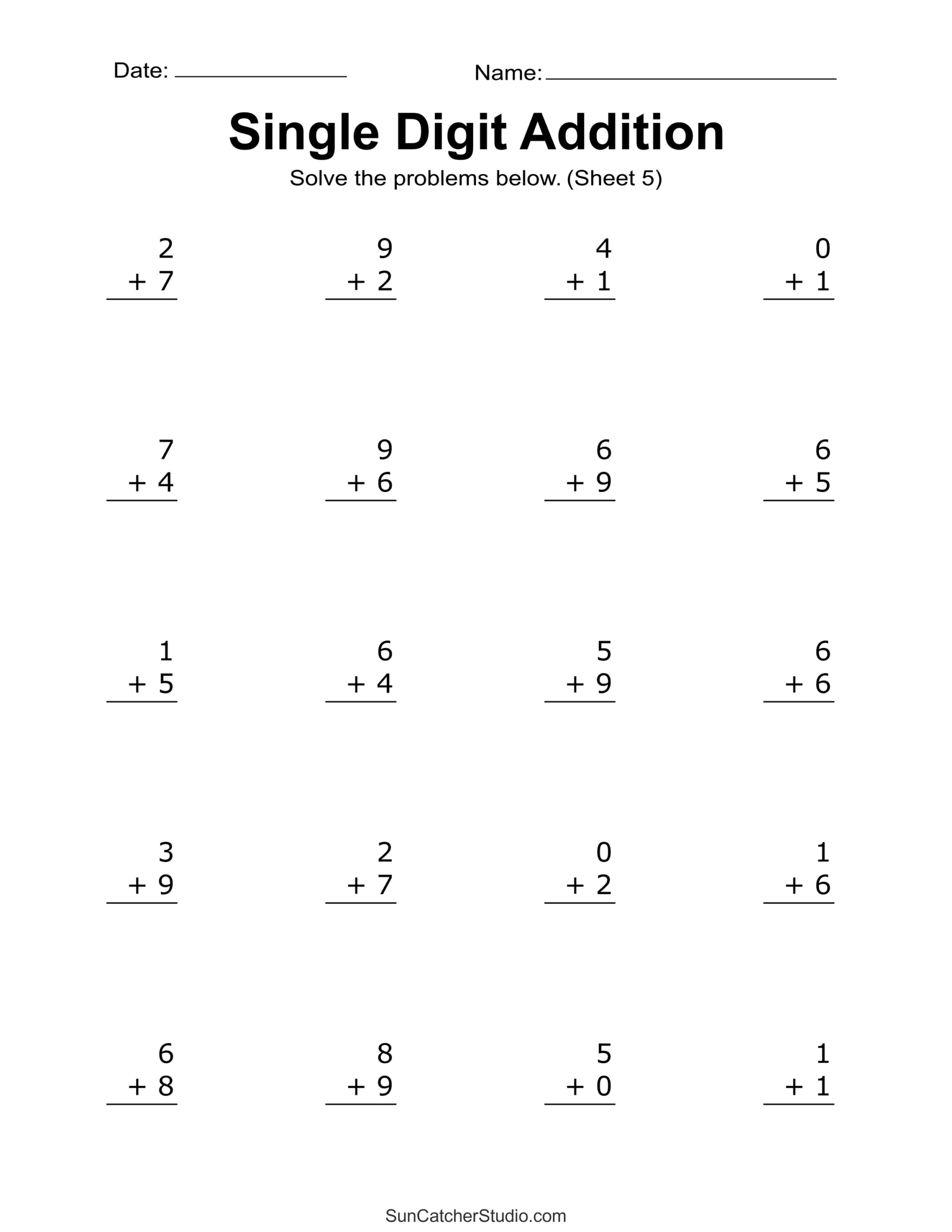 Free Printable Math Addition Worksheets