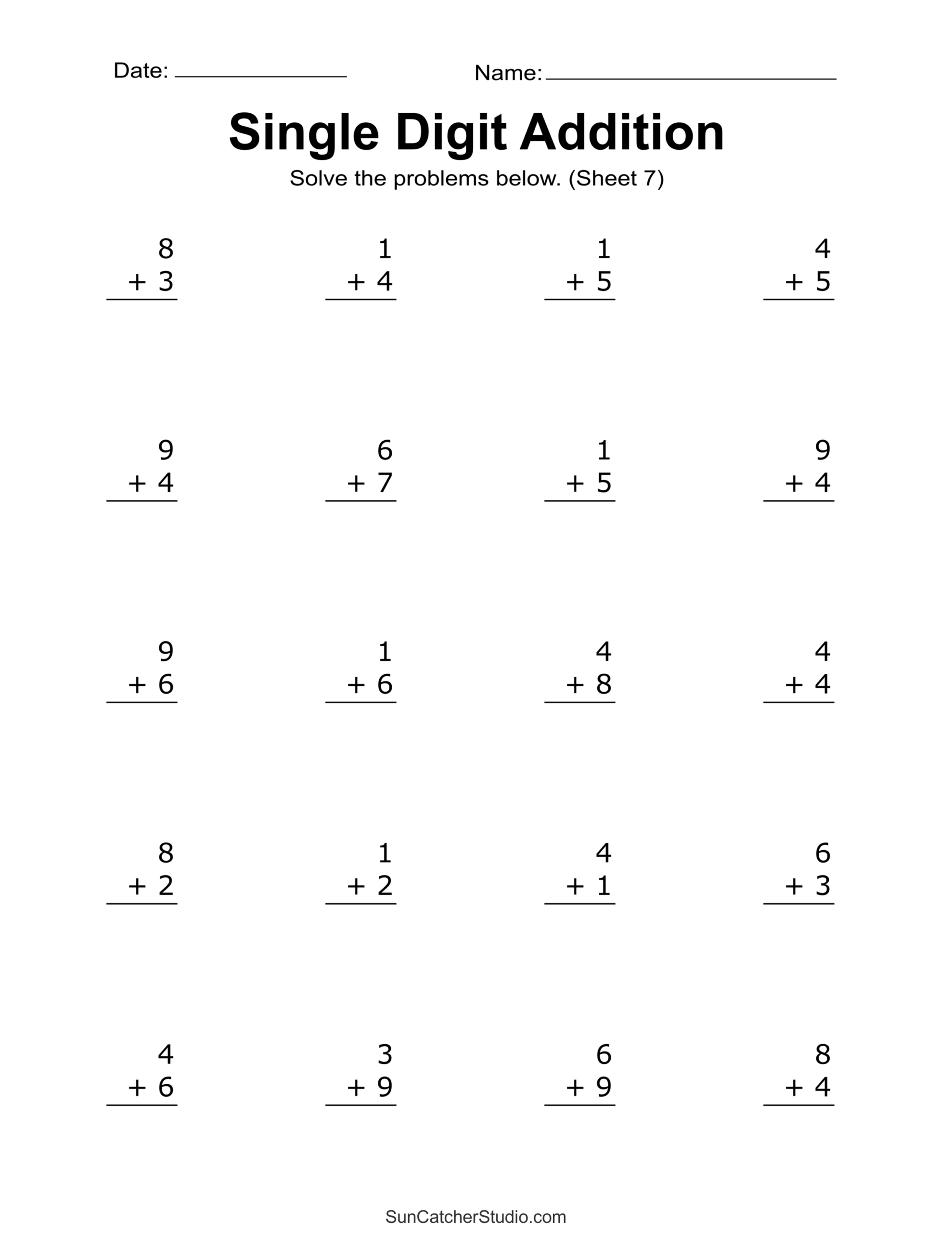 Free Printable Addition Worksheets For Grade 1