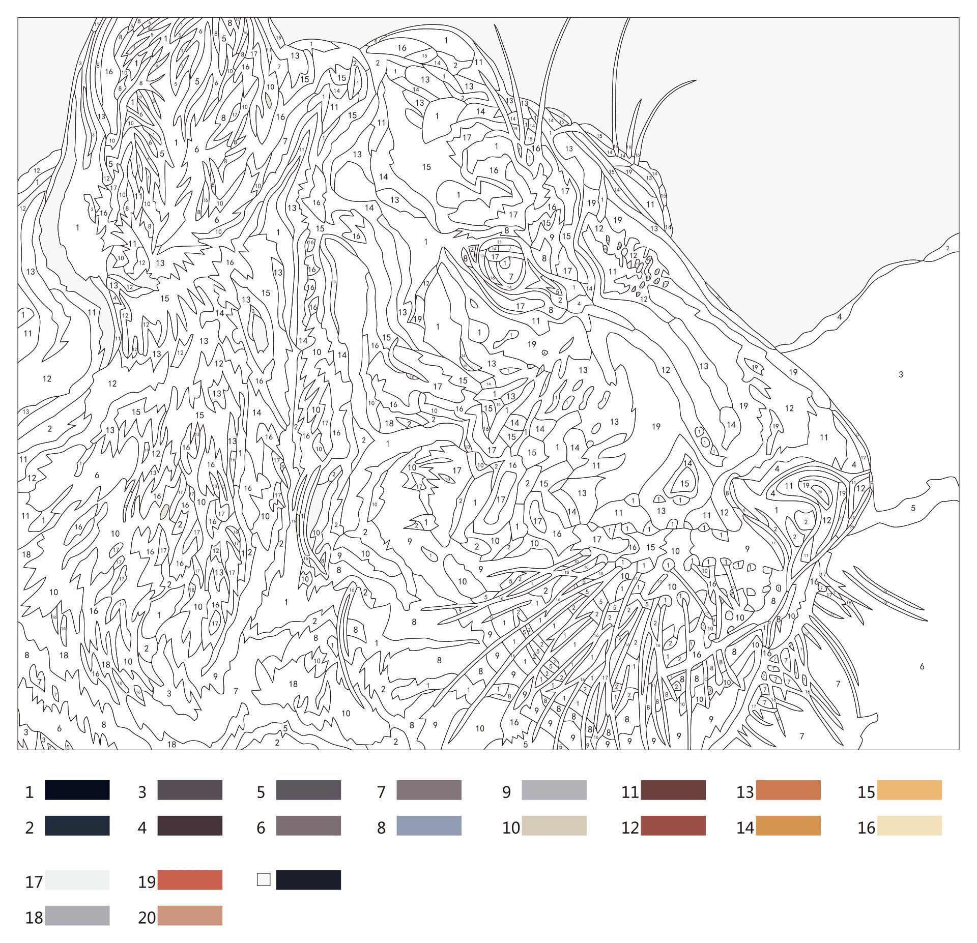 Color By Number Difficult Printable