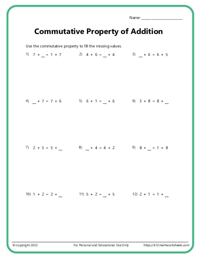 Algebra Worksheets K12 Math Worksheets