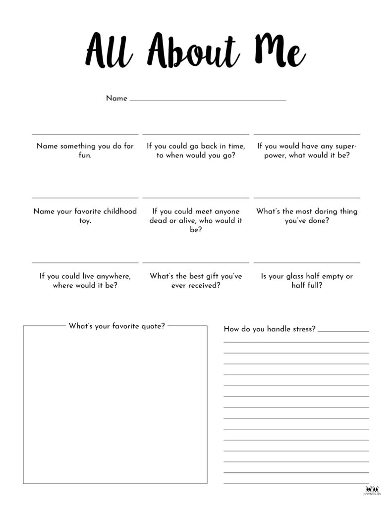 All About Me Printable Worksheets 50 FREE Printables Printabulls All About Me Printable Worksheets 50 FREE Printables Printabulls