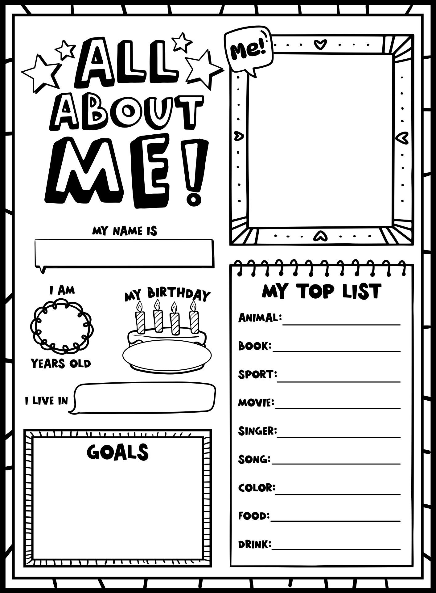 All About Me Worksheets And Templates 50 Free PDF Printables Printablee All About Me Worksheets And Templates 50 Free PDF Printables Printablee