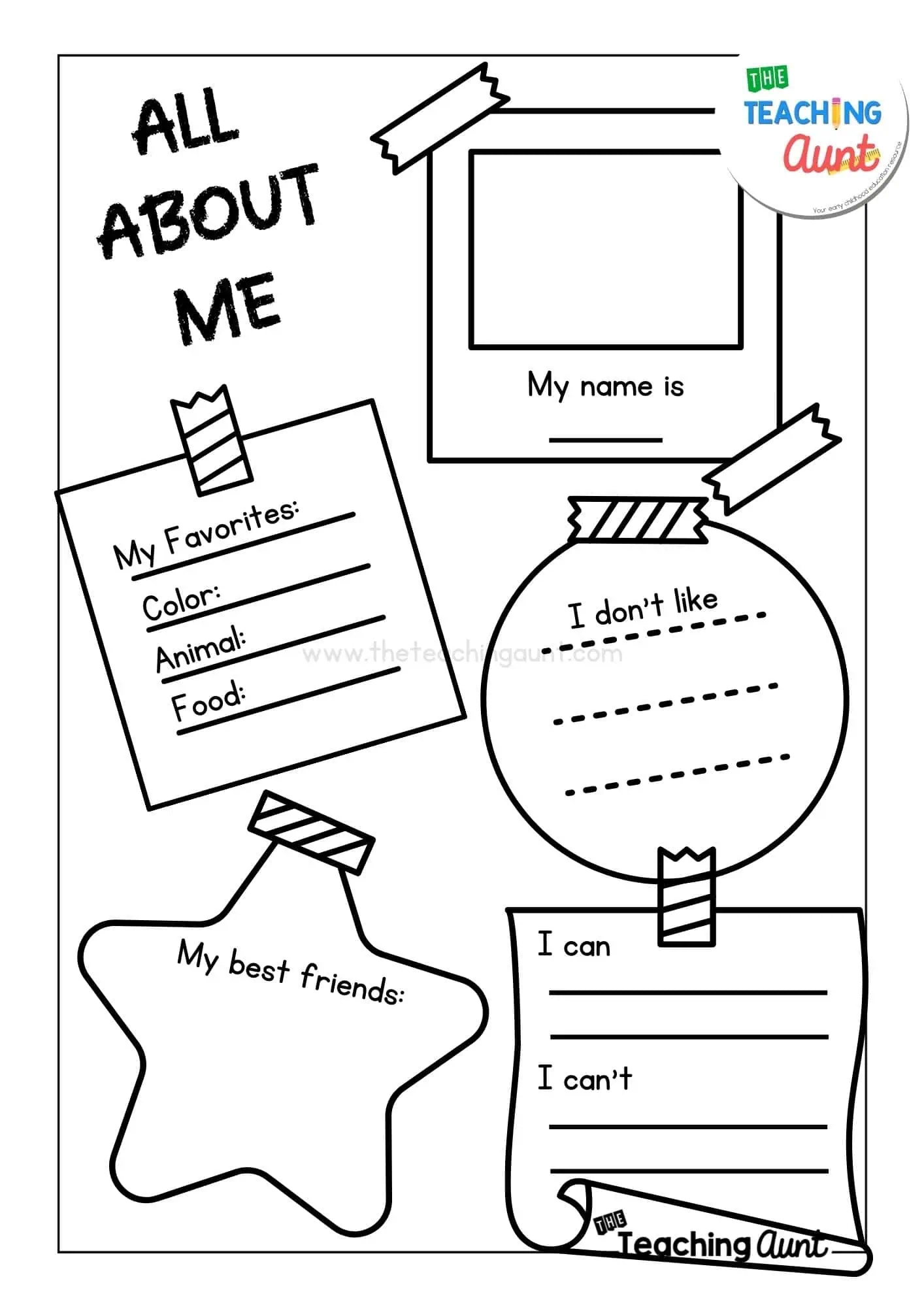 All About Me Worksheets Free Printable The Teaching Aunt