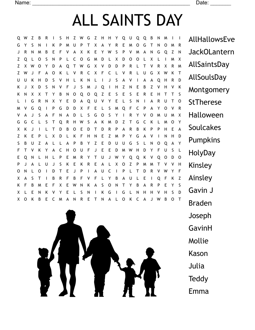 ALL SAINTS DAY Word Search WordMint