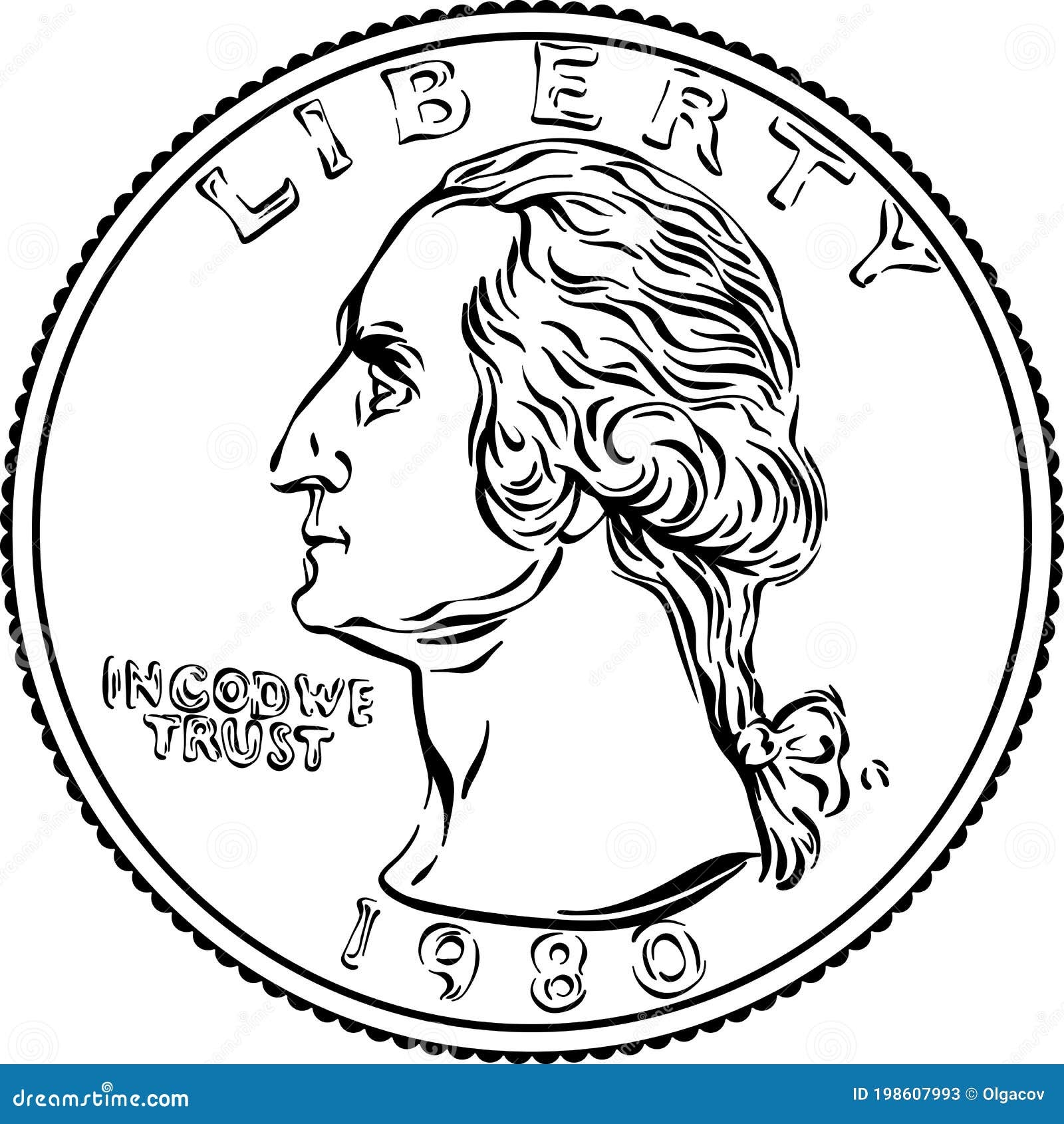 American Money Washington Quarter 25 Cent Coin Stock Vector Illustration Of Business America 198607993