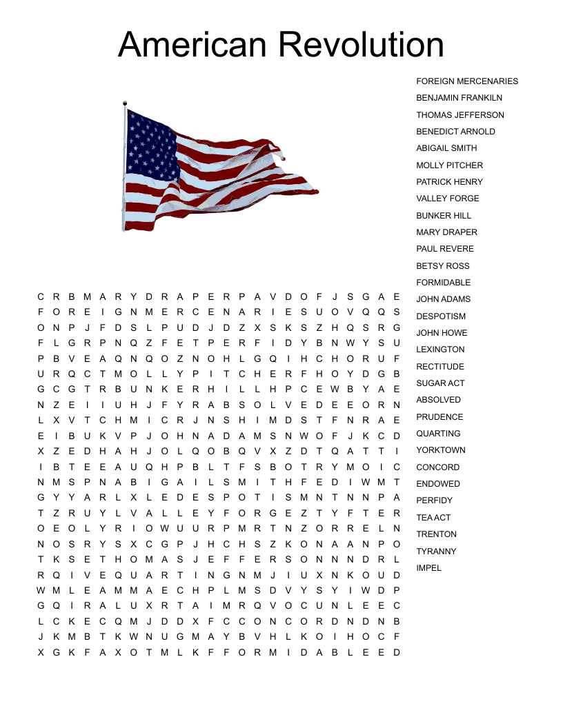 American Revolution Word Search