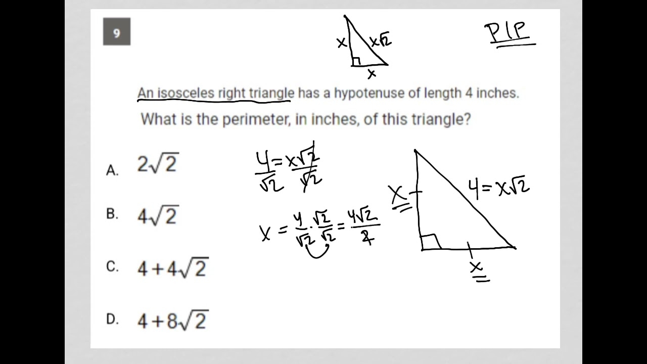 perimeter of isosceles right triangle perimeter of isosceles right triangle