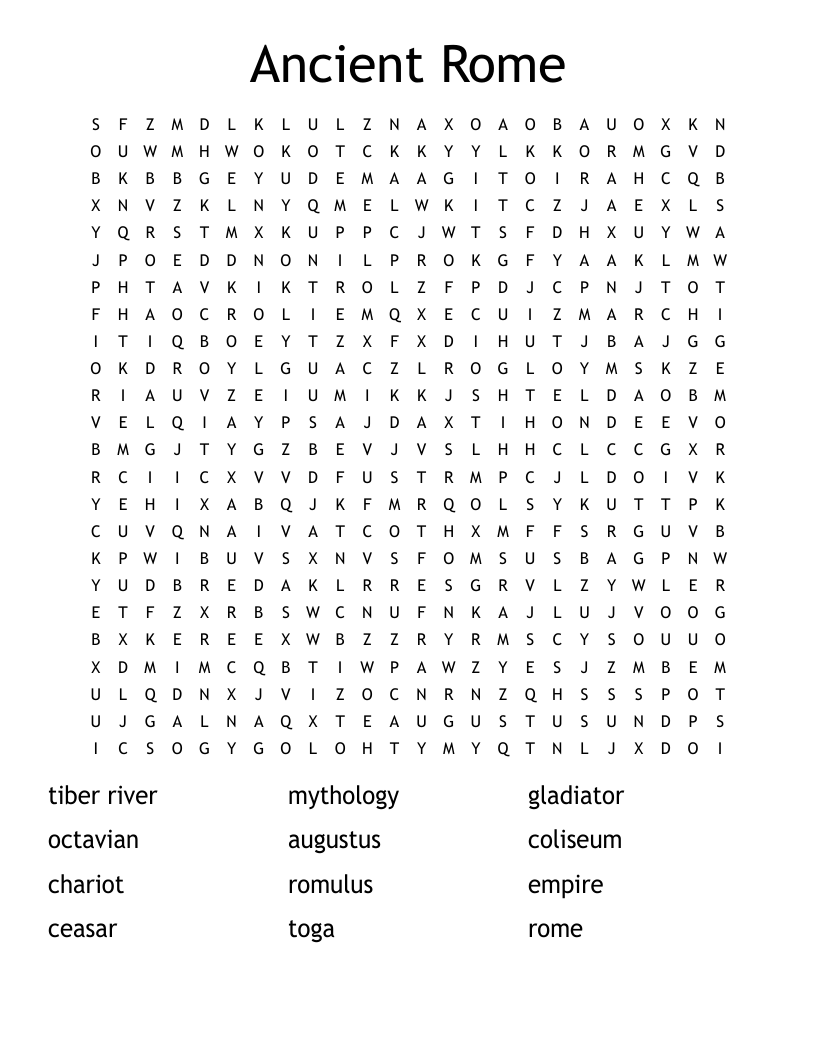 Ancient Rome Word Search WordMint Ancient Rome Word Search WordMint