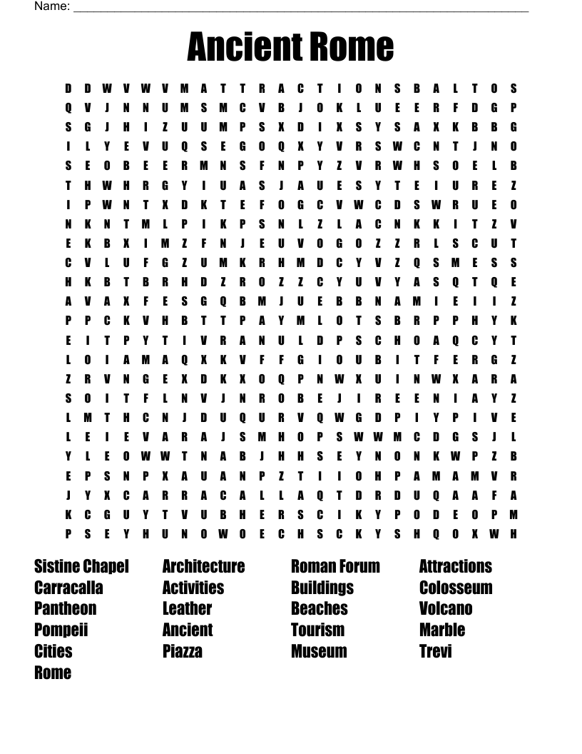 Ancient Rome Word Search WordMint Ancient Rome Word Search WordMint